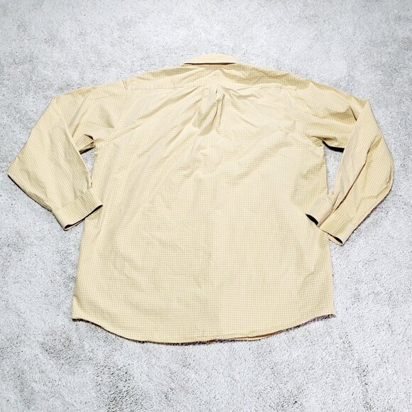 LL Bean Wicked Good Button Down Shirt Men XLT Yellow Regular Houndstooth Plaid - Picture 3 of 8